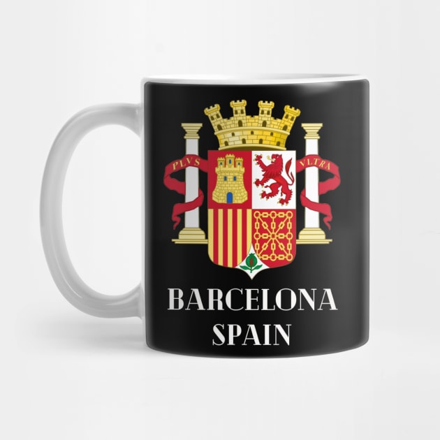 Barcelona Spain. White text. Gift Ideas For The Spanish Travel Enthusiast. by Papilio Art